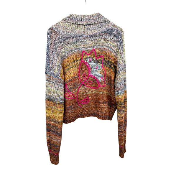 Anthropologie Pilcro Ombré Flower Sunset Cardigan Sweater Size Medium - Picture 6 of 13